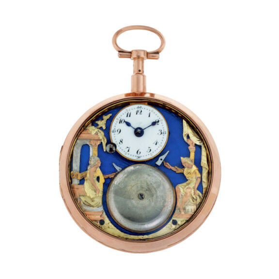 French gold quarter repeating verge with automaton Circa 1780