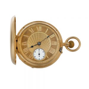 Swiss gold hunting cased carrousel lever watch Circa 1885
