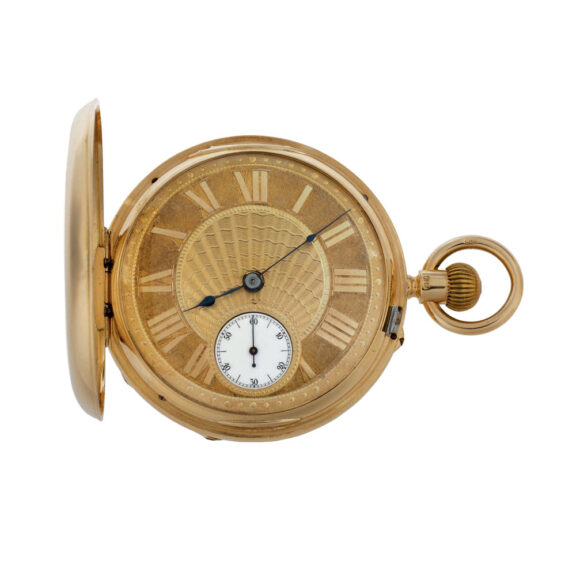 Swiss gold hunting cased carrousel lever watch Circa 1885