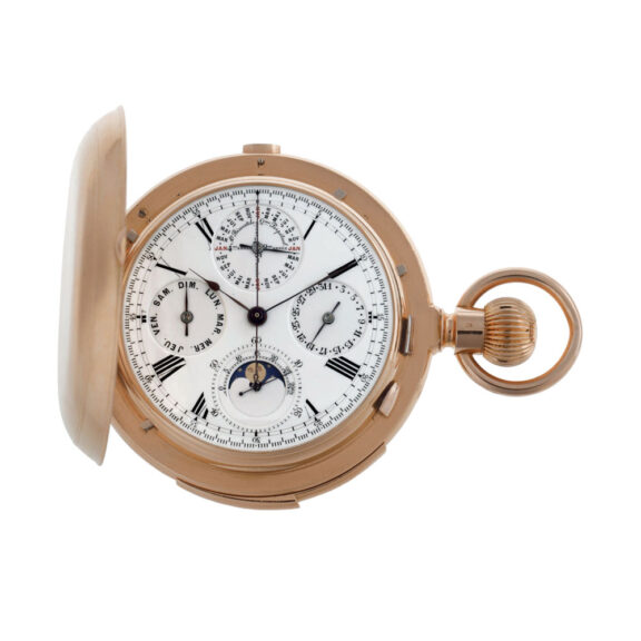 Fine Swiss gold hunting cased complicated watch Circa 1890
