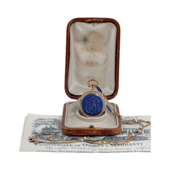 Swiss gold, enamel and pearls set open faced lever Circa 1903