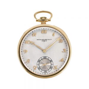 Swiss 18 carat gold open faced keyless lever watch Circa 1928