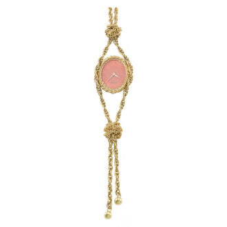 Attractive Swiss 18k gold and coral necklace watch Circa 1972