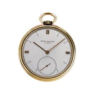 Swiss 18 carat gold open faced keyless lever watch Circa 1952
