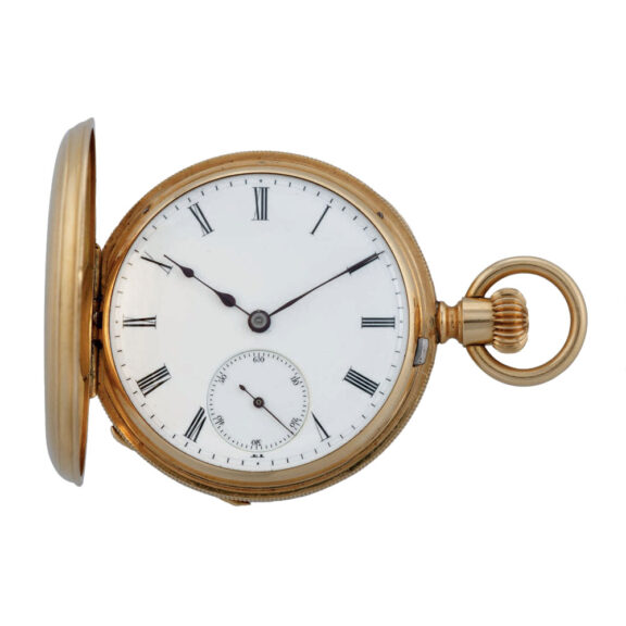 Early Swiss 18k gold half hunting cased lever watch Circa 1871