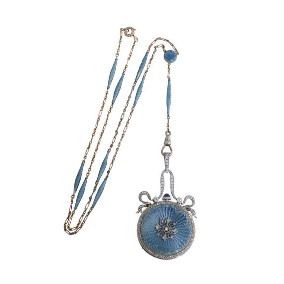 Swiss gold, platinum, enamel and diamond set lever Circa 1910