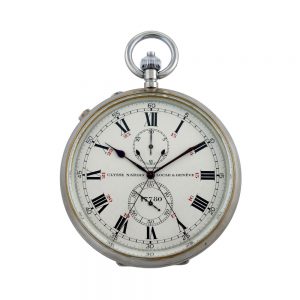 Swiss nickel open faced split second chronograph Circa 1930