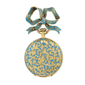 Swiss gold and enamel open faced pendant watch Circa 1900