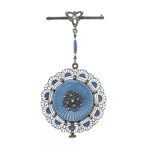 Swiss silver and enamel open faced pendant watch Circa 1910