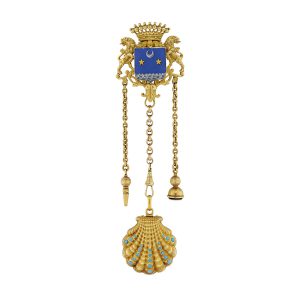 Fine Swiss gold, pearl anturqoise set form watch Circqa 1815