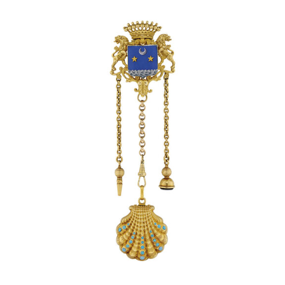 Fine Swiss gold, pearl anturqoise set form watch Circqa 1815