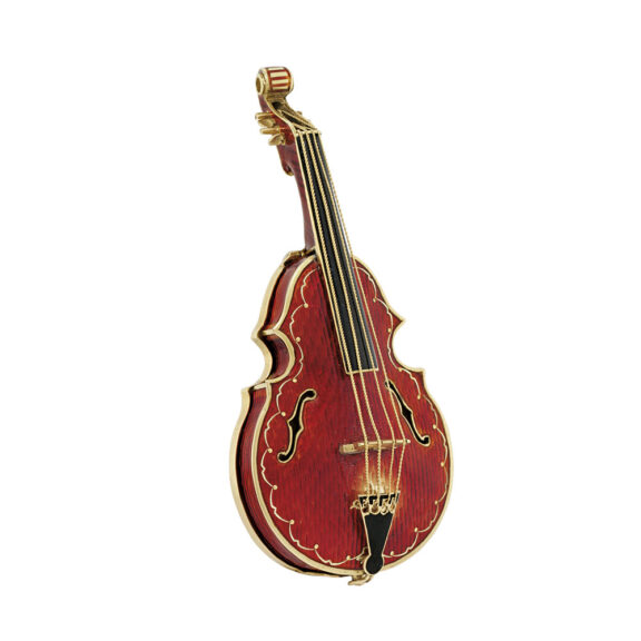 Unusual French gold and enamel cello form watch Circa 1810