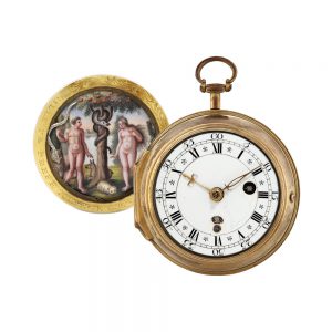 Belgian gilt and enamel animated verge watch Circa 1730