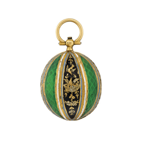 Fine French gold and enamel melon form watch Circa 1810