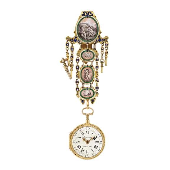 Gold, painted en grisaille enamel quarter repeater Circa 1770