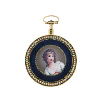 Gold centre seconds pendant watch with chatelaine Circa 1800
