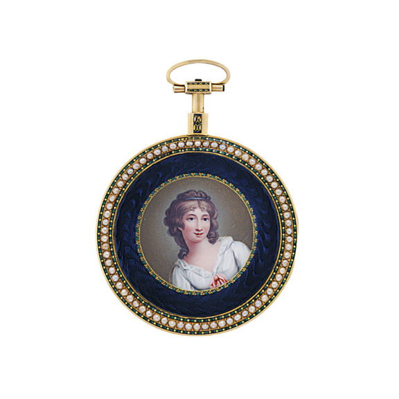 Gold centre seconds pendant watch with chatelaine Circa 1800