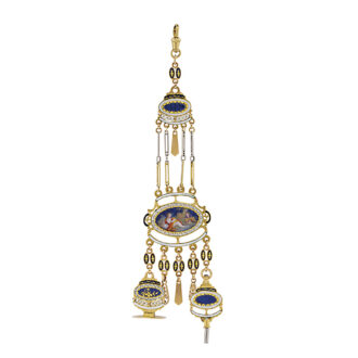 Gold centre seconds pendant watch with chatelaine Circa 1800
