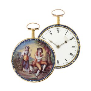 Swiss gold and enamel open faced verge watch Circa 1820