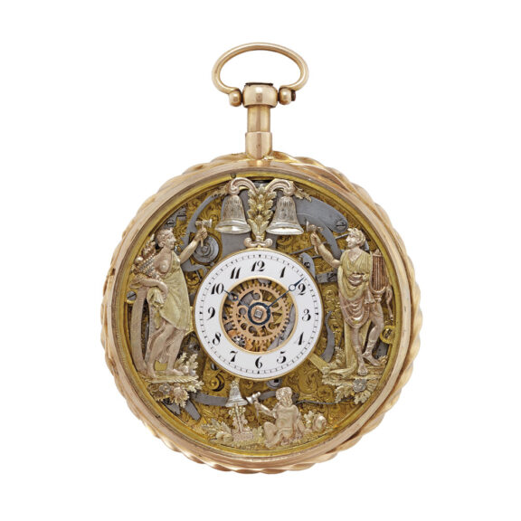 Swiss gold skeletonized repeating jaquemarts verge Circa 1820