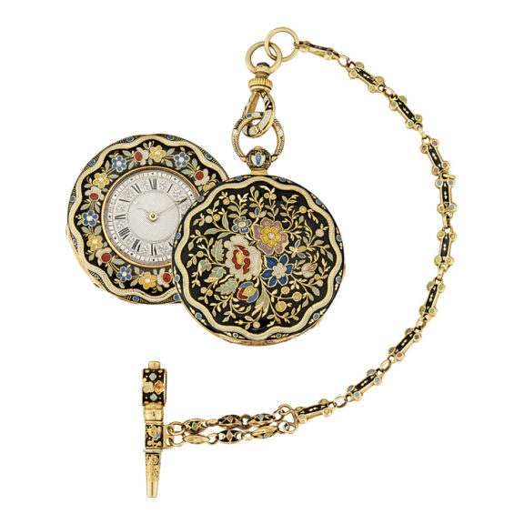 Swiss gold and enamel open faced lever watch Circa 1820