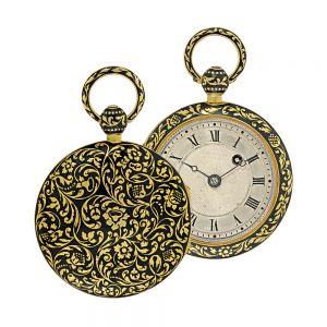 Austrian gold and black champlevé enamel verge Circa 1830