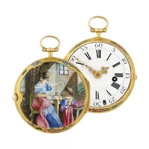 Fine French gold and enamel open faced verge Circa 1800
