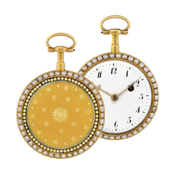 French gold, enamel and pearl set pendant watch Circa 1810