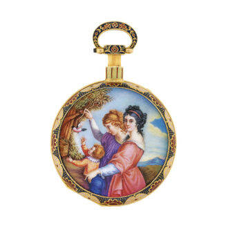 Swiss quarter repeating hour striking musical watch Circa 1820