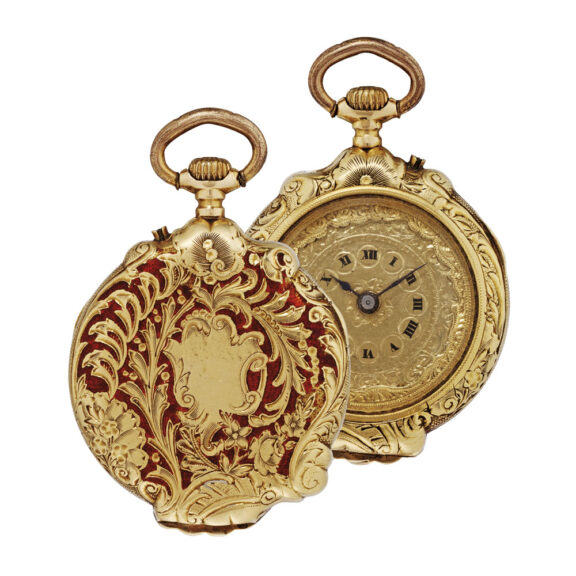 Small Swiss gold and enamel open faced lever Circa 1900