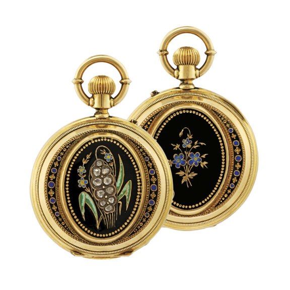 Swiss gold, enamel and diamond set full hunter Circa 1900