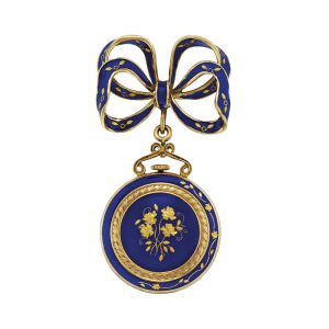 Swiss gold, enamel lever pocket watch with brooch Circa 1950