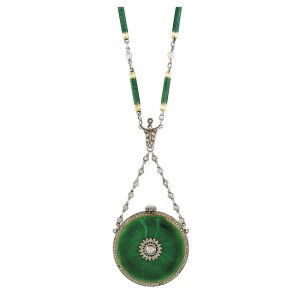 Fine French decorated pendant watch wit chain Circa 1910