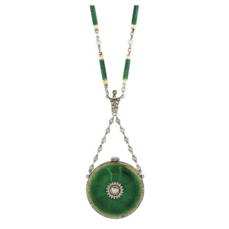 Fine French decorated pendant watch wit chain Circa 1910