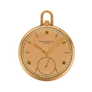 Swiss 18 carat rose gold open faced pocket watch Circa 1943