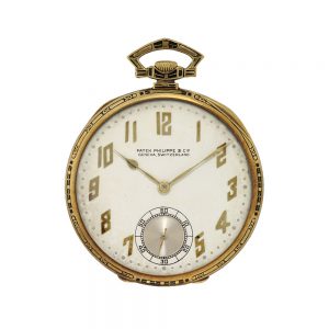 Swiss 18 carat gold open faced keyless lever watch Circa 1927