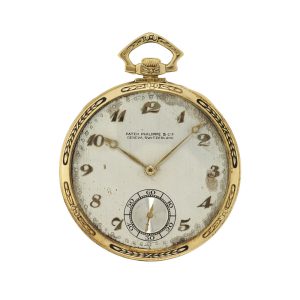 Swiss 18 carat gold open faced keyless lever watch Circa 1923