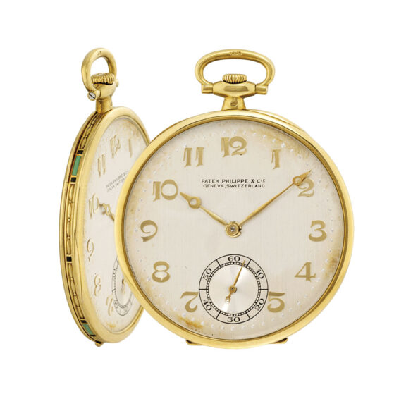Swiss 18 carat gold open faced keyless lever watch Circa 1926