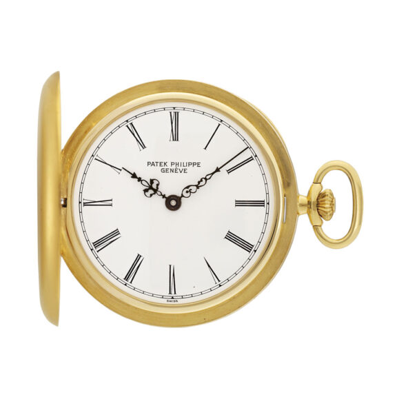 Swiss 18k gold hunting cased keyless lever watch Circa 1975