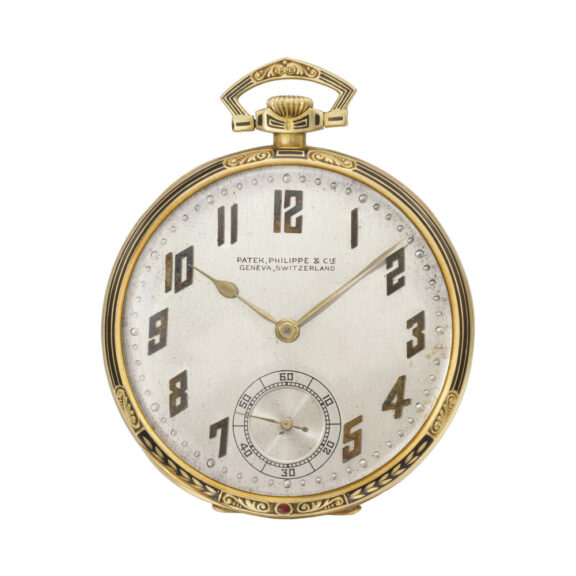 Unusual gold and enamel open faced dress watch Circa 1923 Unusual gold and enamel open faced dress watch Circa 1923