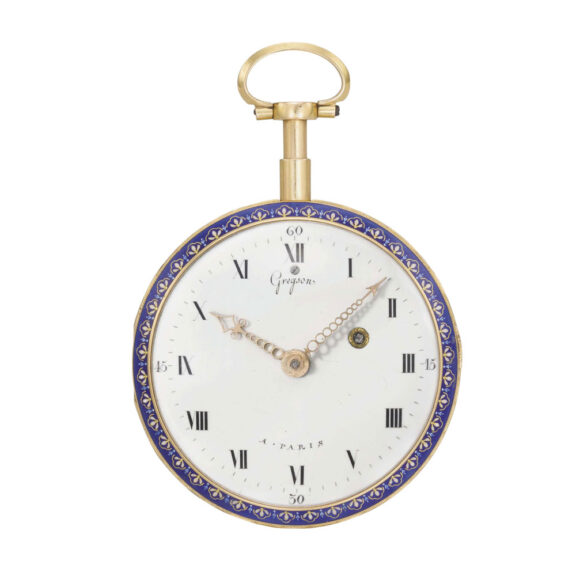 Attractive French gold and enamel quarter repeater Circa 1790 Attractive French gold and enamel quarter repeater Circa 1790