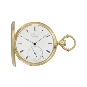 Danish 18k gold hunting cased pocket chronometer Circa 1870