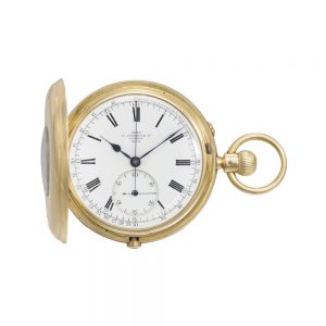 English gold half hunting cased lever chronograph Circa 1900