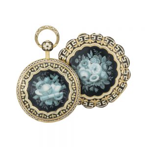 Swiss gold and enamel cylinder cabriolet watch Circa 1820