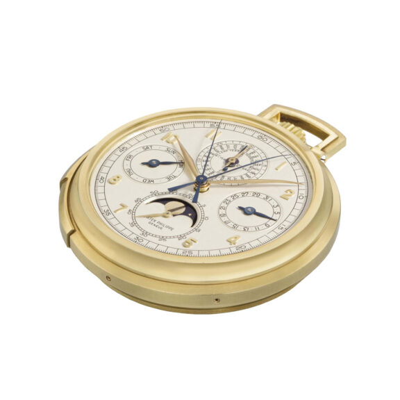 Swiss 18 carat gold open faced complicated watch Circa 1931 Swiss 18 carat gold open faced complicated watch Circa 1931