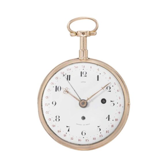 French rose gold and enamel verge watch with date Circa 1780 French rose gold and enamel verge watch with date Circa 1780