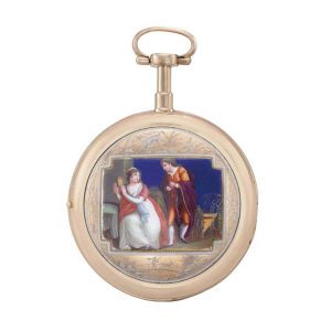 French rose gold and enamel verge watch with date Circa 1780