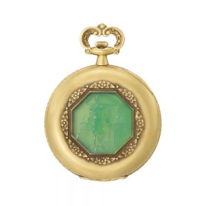 Highly unusual Swiss gold and chrysoprase lever Circa 1916