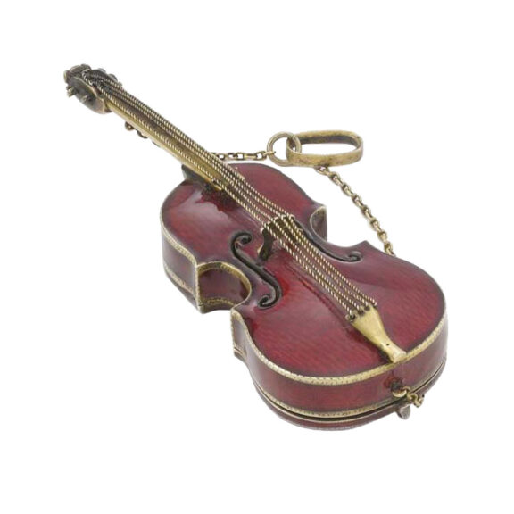 Unusual Swiss violin shaped pendant watch Circa 1850