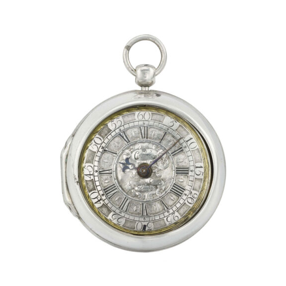 Rare English open faced verge watch in pair cases Circa 1750